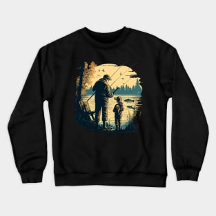 father with his daughter, Fishing Crewneck Sweatshirt